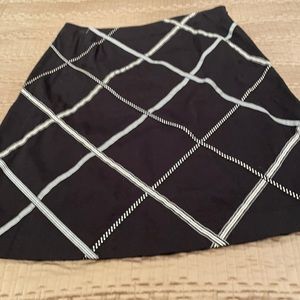 Talbots skirt, black with black and white ribbons, cotton blend, 12